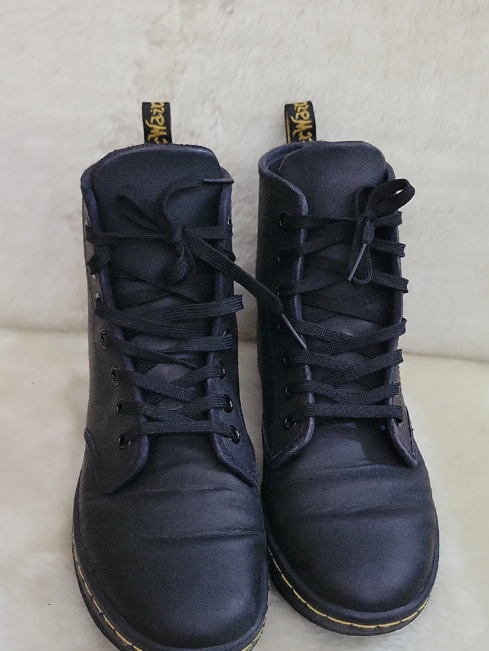 DR MARTENS Shoreditch Greasy Women's Combat Boots. Size 7 L. Black Boots. - Picture 3 of 16